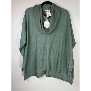 NWT Stitch By Chenault Cowl Neck Split Hem Green Tunic Size XXL
